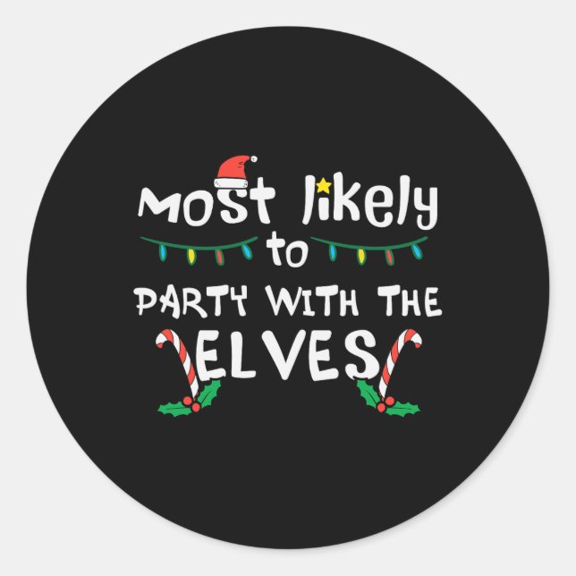 Pegatina Redonda Navidades Probablemente Fiestas Con Un Partido Fam (Anverso)