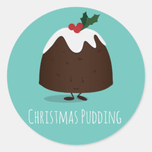 Pegatina Redonda Navidades pudándole Verde azulado personaje de ca