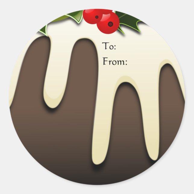 Pegatina Redonda Navidades pudding Tags (Anverso)
