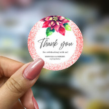 Navidades Purpurina Rojo Poinsettia Gracias Boda