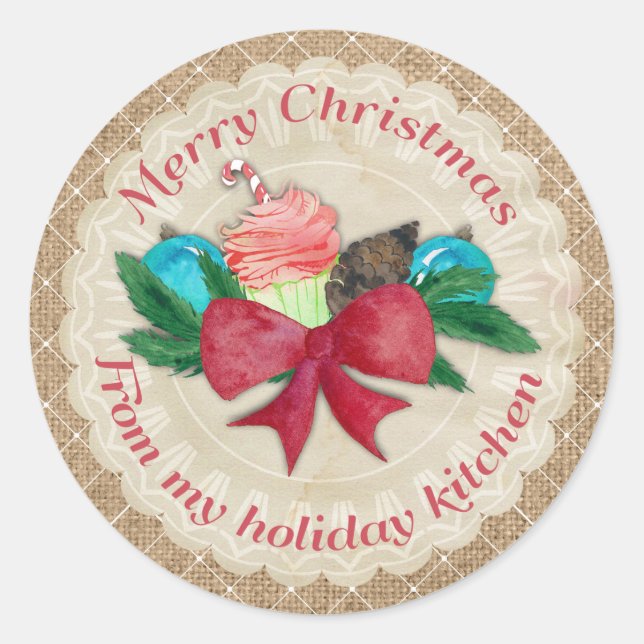 Pegatina Redonda Navidades quequitos pinecone arco de la cocina de (Anverso)