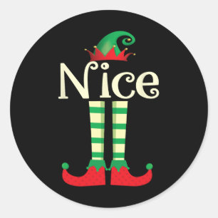 Pegatina Redonda Navidades Ratos O Agradables Pareja Al Elfo Bonito