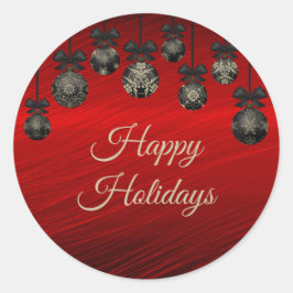 Pegatina Redonda Navidades Red Black Elegant Holidays Winter