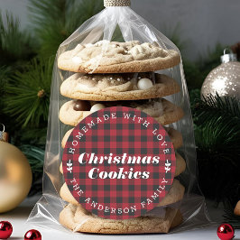 Pegatina Redonda Navidades Red Buffalo Check Homemade Baking Gift