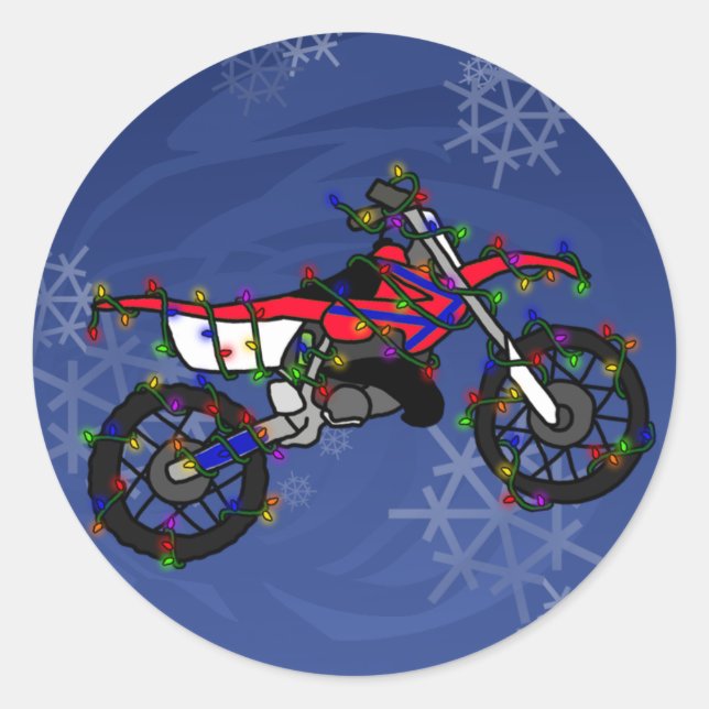 Pegatina Redonda Navidades Red Dirt Bike (Anverso)