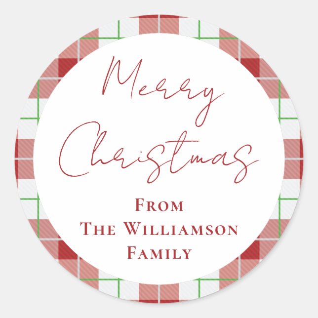 Pegatina Redonda Navidades Red Green Berrries Greenery Family (Anverso)