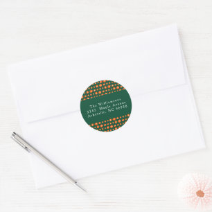 Pegatina Redonda Navidades Red Green Boho Flores Return Address