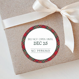 Pegatina Redonda Navidades Red Green Plaid Stewart Tartán