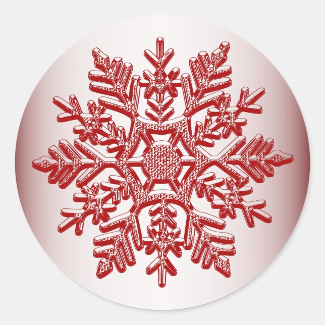 Pegatina Redonda Navidades Red Snowflake Elegant (Anverso)