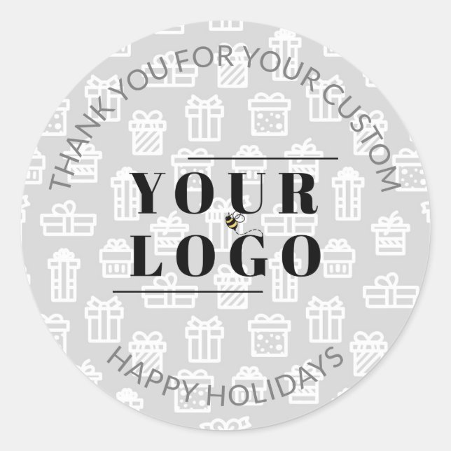 Pegatina Redonda Navidades Regalo Gracias Personalizado De Negocios (Anverso)