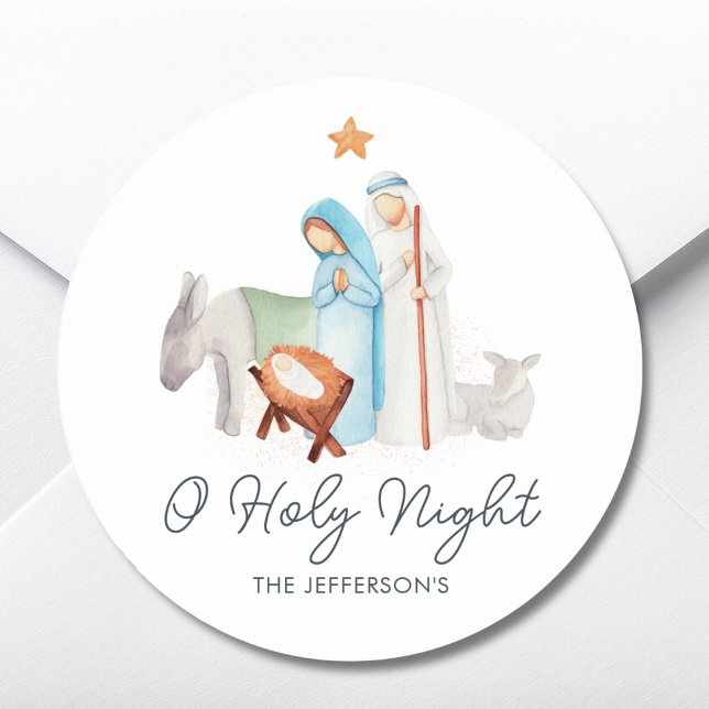 Pegatina Redonda Navidades religiosos de la Natividad Blanca (Subido por el creador)