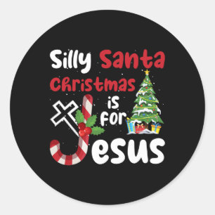 Pegatina Redonda Navidades Religiosos, Silly Santa Navidades Es Par