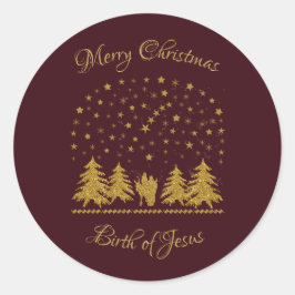 Pegatina Redonda Navidades religiosos Virgen María, San José, Jesús