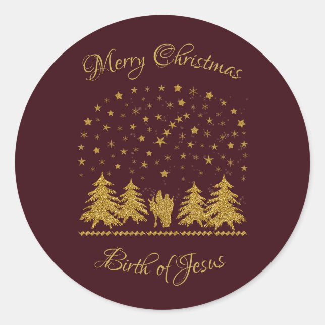 Pegatina Redonda Navidades religiosos Virgen María, San José, Jesús (Anverso)