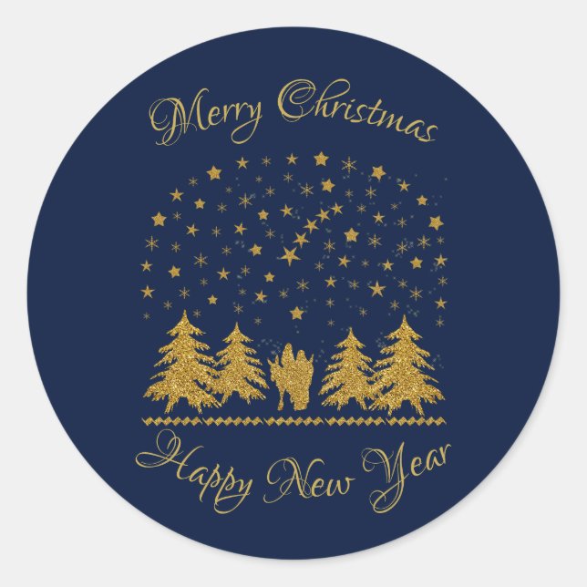 Pegatina Redonda Navidades religiosos Virgen María, San José, Jesús (Anverso)