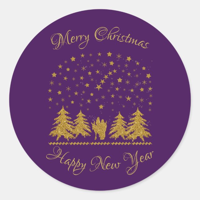 Pegatina Redonda Navidades religiosos Virgen María, San José, Jesús (Anverso)