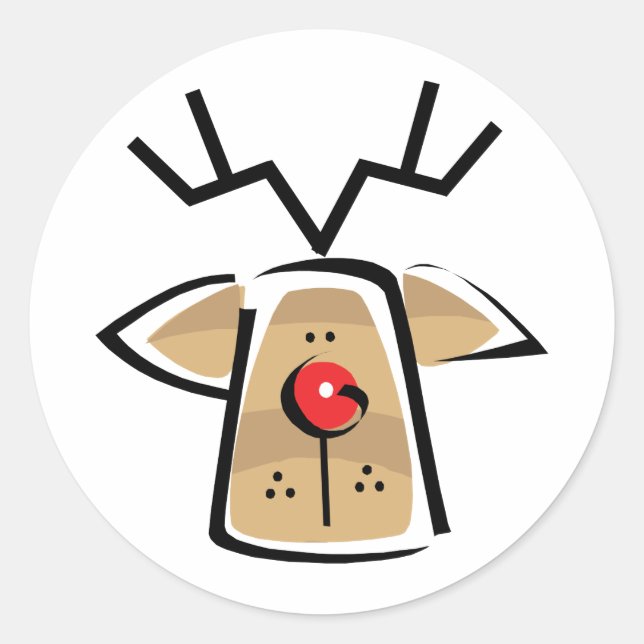 Pegatina Redonda Navidades renos (Anverso)