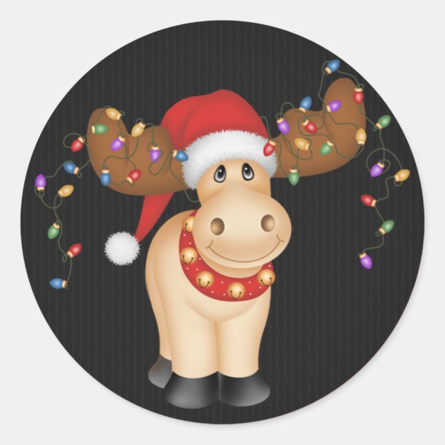 Pegatina Redonda Navidades renos 1 - Pegatinas de vacaciones (Anverso)