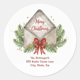 Pegatina Redonda Navidades Retornar la vendimia de direcciones