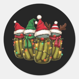 Pegatina Redonda Navidades retro con canilla iluminan selección cas