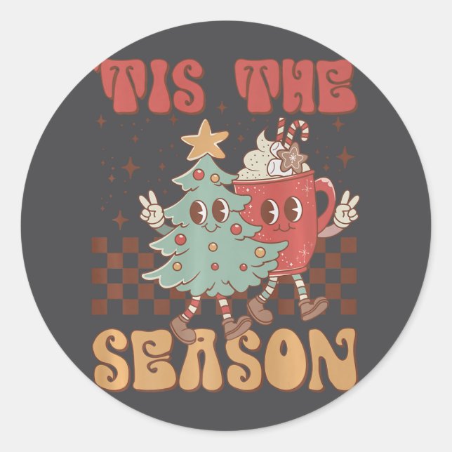 Pegatina Redonda Navidades Retro Este Es El Coff Del Árbol De Navid (Anverso)