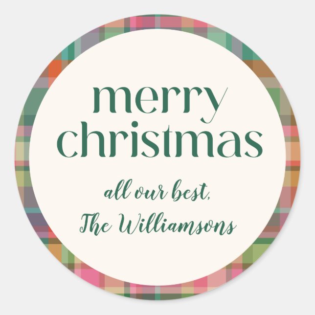 Pegatina Redonda Navidades retro festivos, guión corto (Anverso)