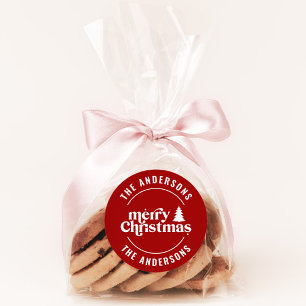 Pegatina Redonda Navidades retro moderno minimo único