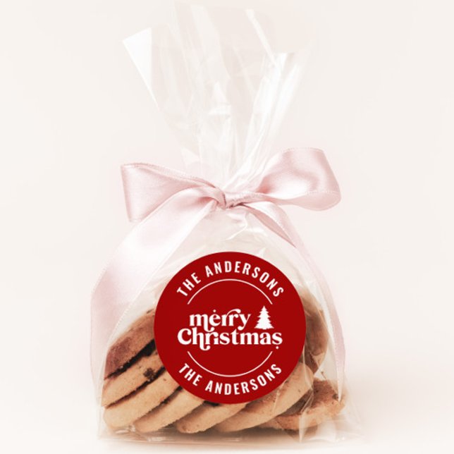 Pegatina Redonda Navidades retro moderno minimo único (Subido por el creador)