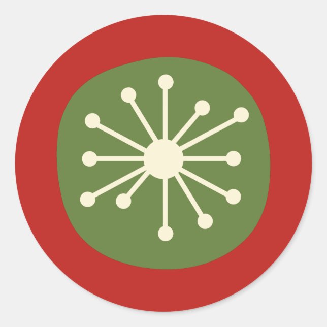 Pegatina Redonda Navidades retro modernos de punto atómico de media (Anverso)