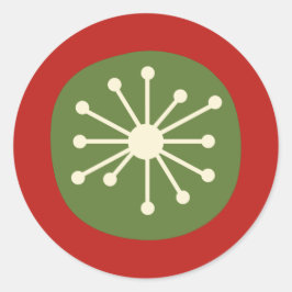 Pegatina Redonda Navidades retro modernos de punto atómico de media