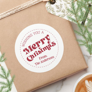 Pegatina Redonda Navidades Retro Modernos Simples Grandes