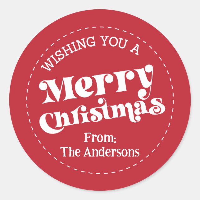 Pegatina Redonda Navidades Retro Modernos Simples Grandes (Anverso)