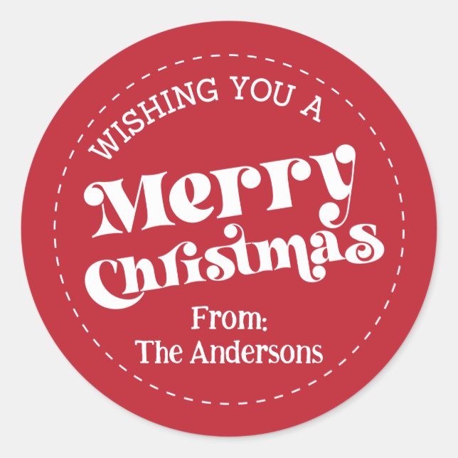 Pegatina Redonda Navidades Retro Modernos Simples Pequeños (Anverso)