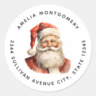 Pegatina Redonda Navidades Retro Santa Claus - Dirección