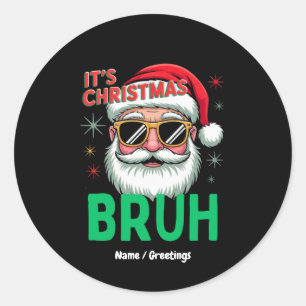 Pegatina Redonda Navidades retro Santa Meme navidad graciosa