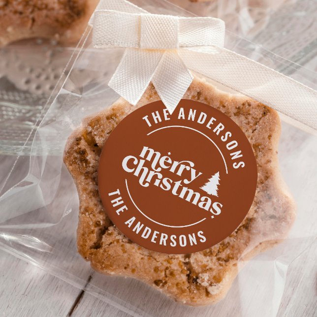 Pegatina Redonda Navidades Retro Terracota Moderno Minimal Único (Subido por el creador)