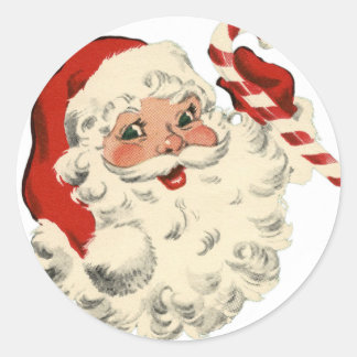 Pegatina Redonda Navidades Retro Vintage Santa