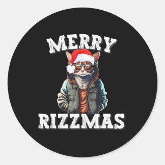 Pegatina Redonda Navidades Rizzler Cat W Rizz Meme Rizzler Con El