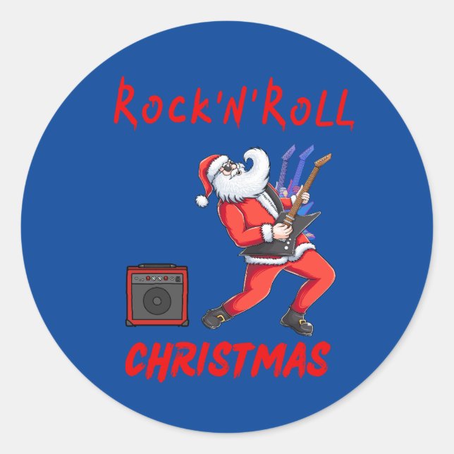 Pegatina Redonda Navidades Rock-N-Roll (Anverso)