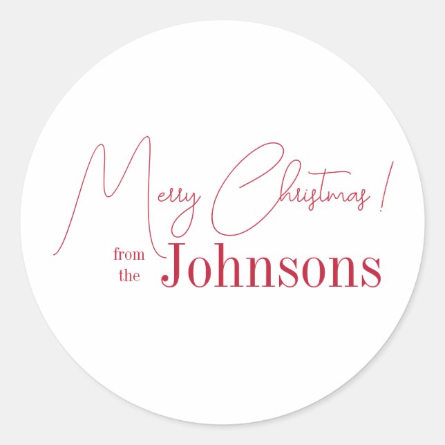 Pegatina Redonda Navidades rojo mínimo (Anverso)