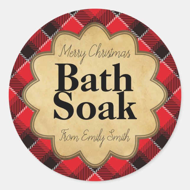 Pegatina Redonda Navidades Rojo Negro Tapón De Pie O Escrutinio (Anverso)