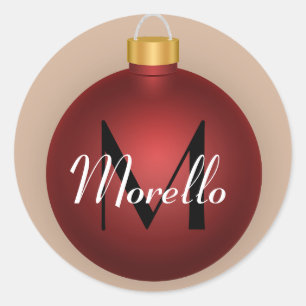 Pegatina Redonda Navidades rojos bauble ornamento Personalizado Peg
