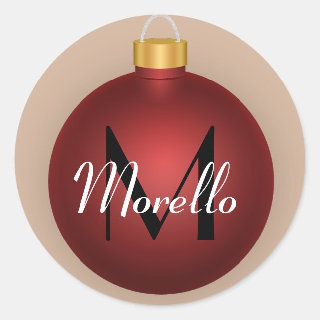 Pegatina Redonda Navidades rojos bauble ornamento Personalizado Peg (Anverso)