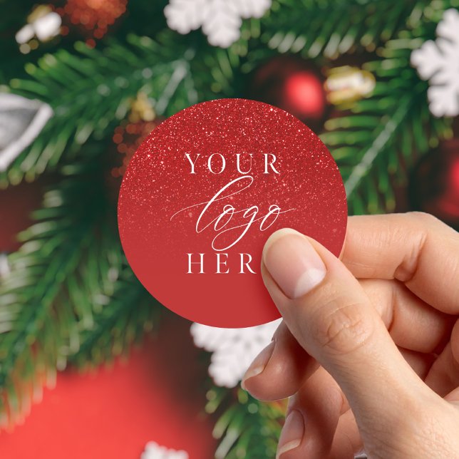 Pegatina Redonda Navidades rojos con logotipo comercial (Subido por el creador)