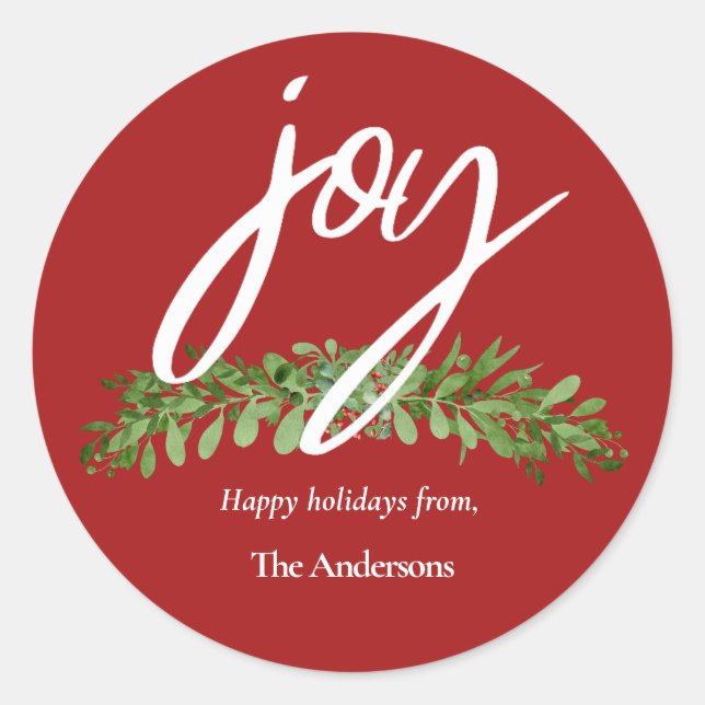 Pegatina Redonda Navidades rojos de escritura moderna (Anverso)