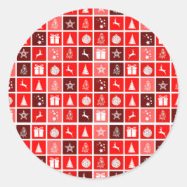 Pegatina Redonda Navidades rojos festividad reno de árbol lindo