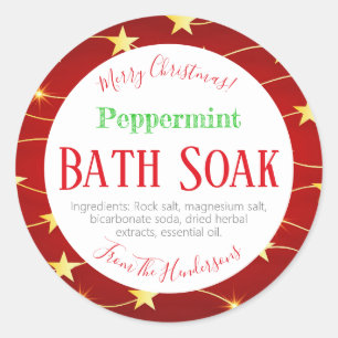 Pegatina Redonda Navidades rojos Peppermintina Baño bomba Salto de 