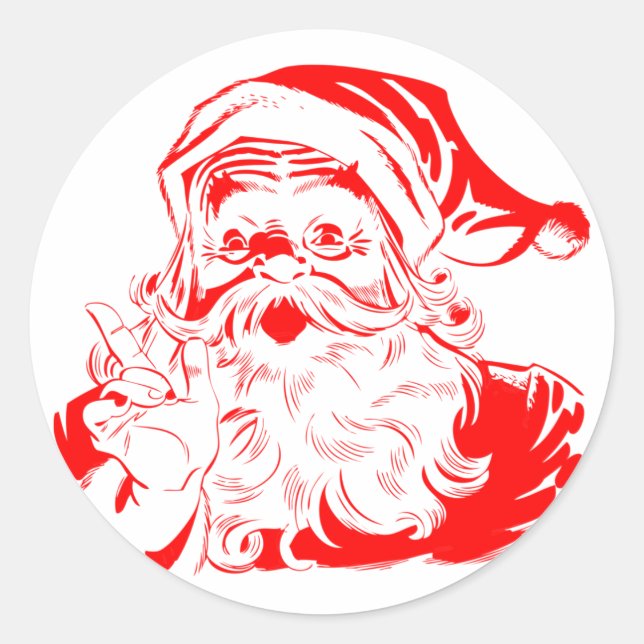 Pegatina Redonda Navidades rojos y blancos de Santa Claus (Anverso)