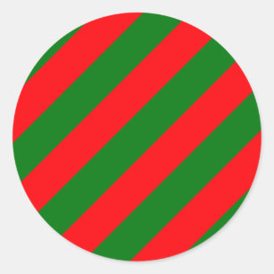Pegatina Redonda Navidades rojos y verdes en franjas de canoa