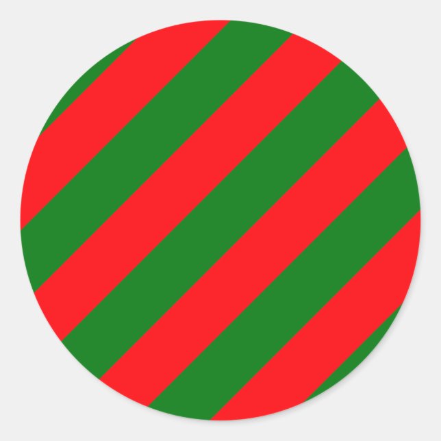 Pegatina Redonda Navidades rojos y verdes en franjas de canoa (Anverso)